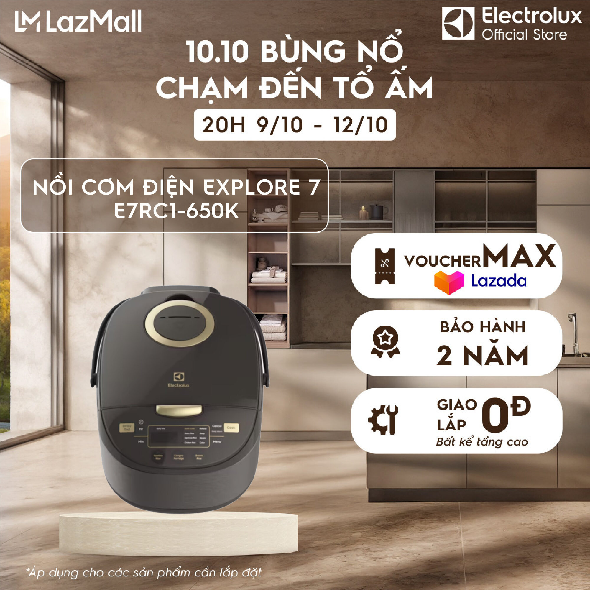 Nồi cơm điện Electrolux 1.8L E7RC1-650K - Màu đen - Nhiều chương trình nấu đa dạng - Bảo hành 2 năm toàn quốc