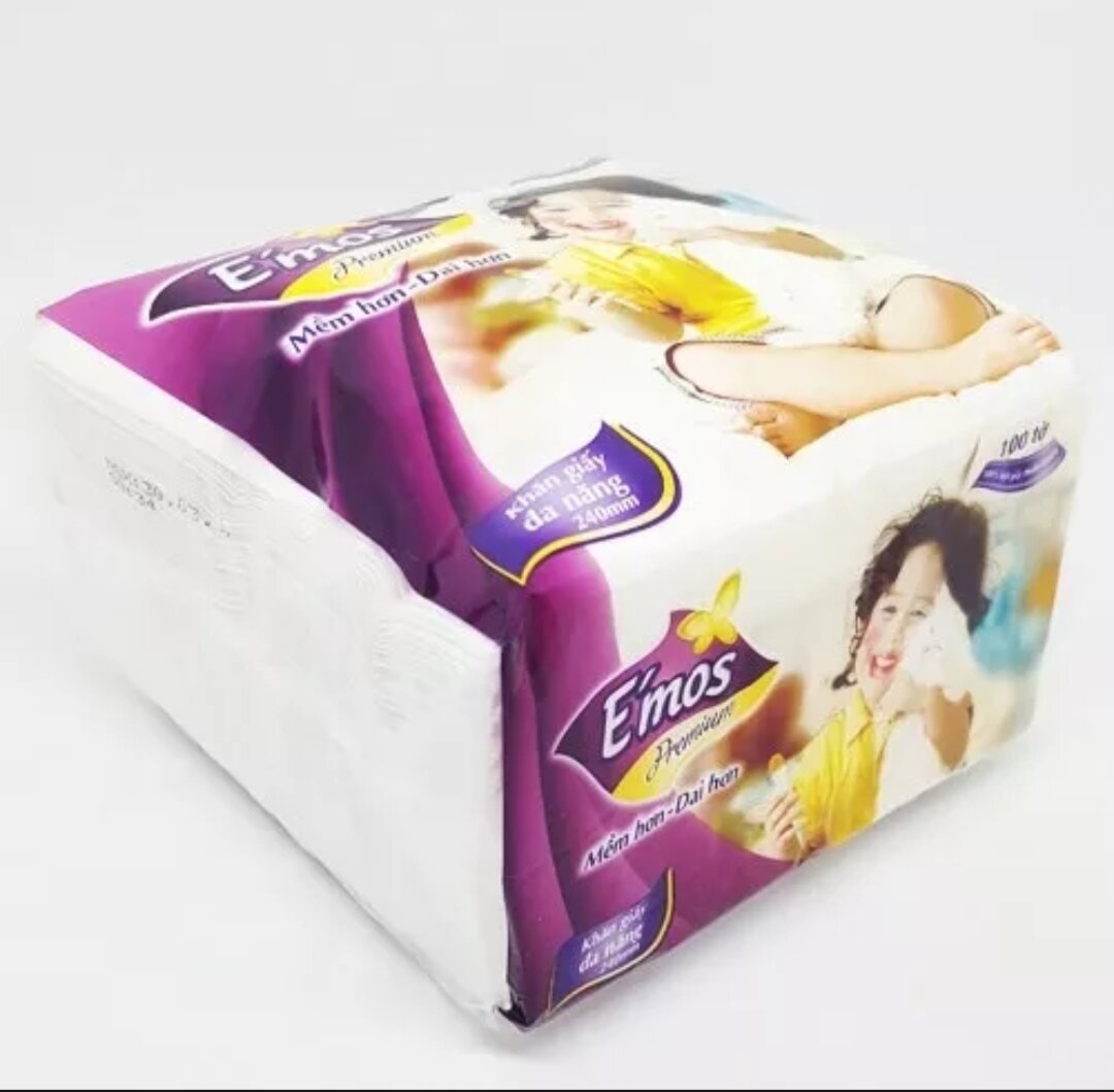 Combo 5 gói khăn giấy vuông emos gói 100 tờ