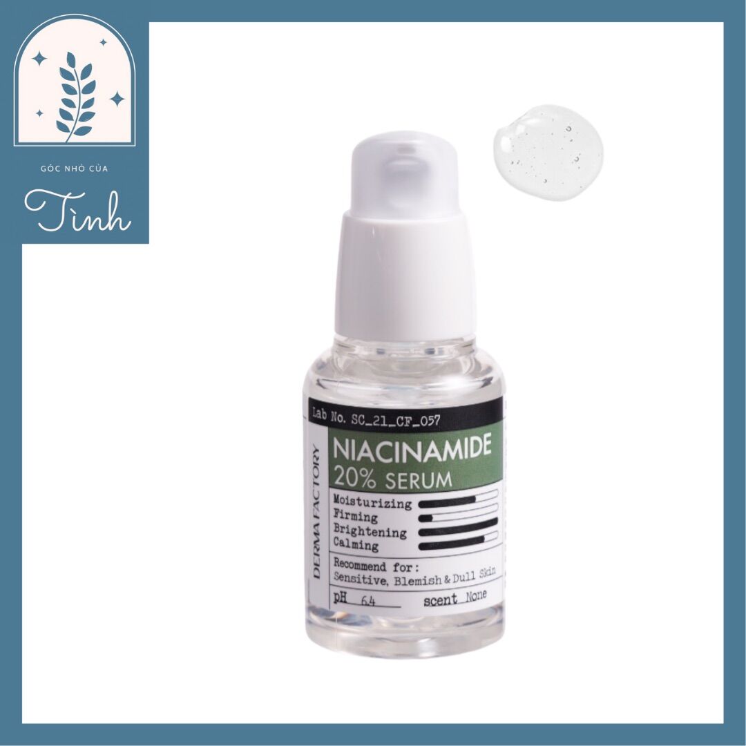 Tinh chất se khít lỗ chân lông, giảm mụn derma factory niacinamide 20% serum 30ml
