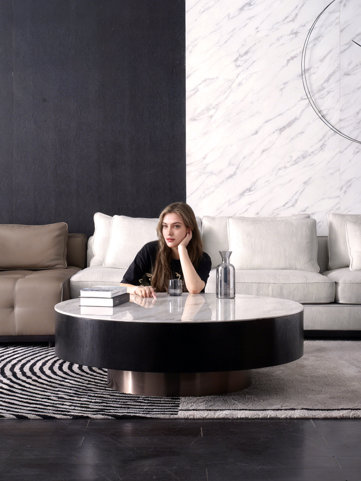 Italian Marble Luxurious Round Coffee Table Giá 19,750,000 Đồng*Miễn phí vận chuyển
