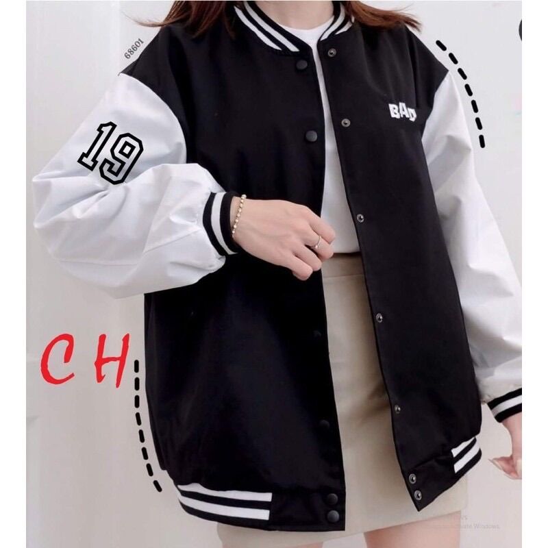 Áo khoác gió bomber 19 phối tay nam nữ chất gió nhẹ mặc các mùa