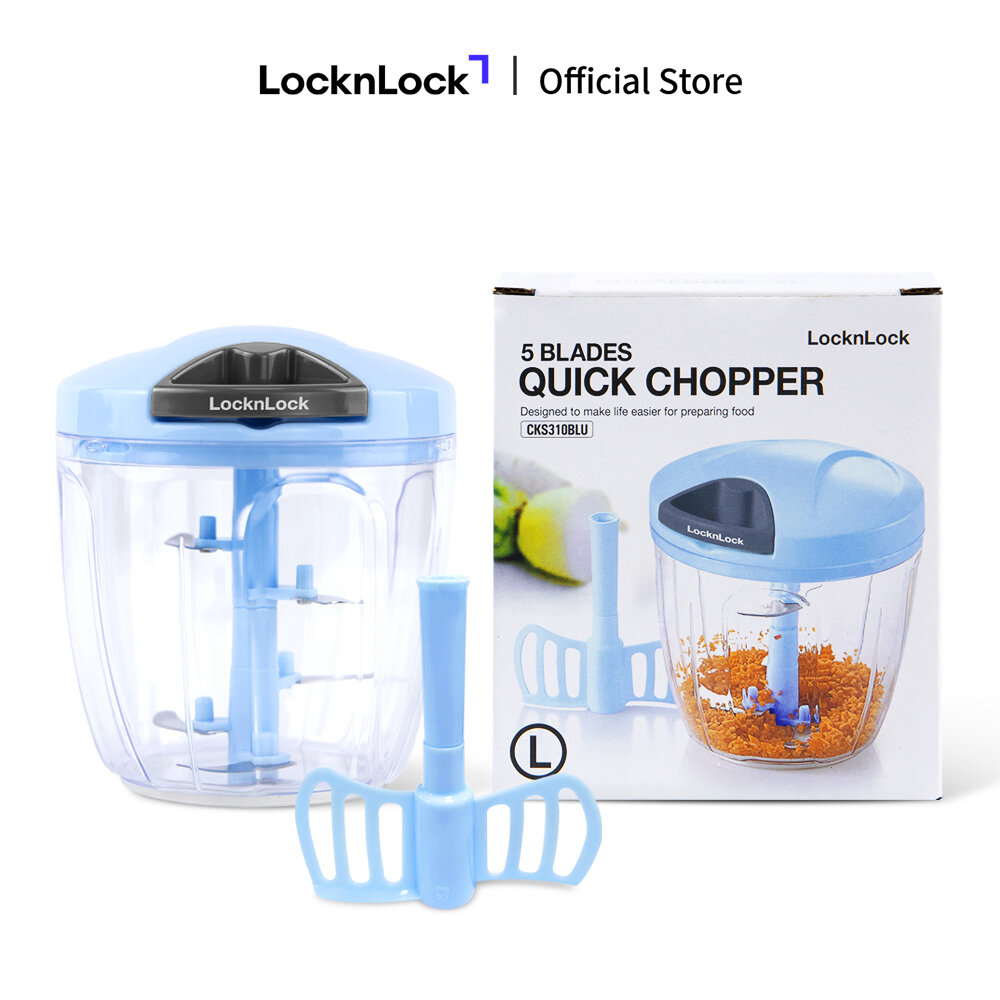 Dụng cụ băm rau củ/tỏi ớt bằng tay LockLock CKS310BLU - Size L 900ml - Màu Xanh - 3 lưỡi dao thép không gỉ - Giới hạn 5 sản phẩm/khách hàng