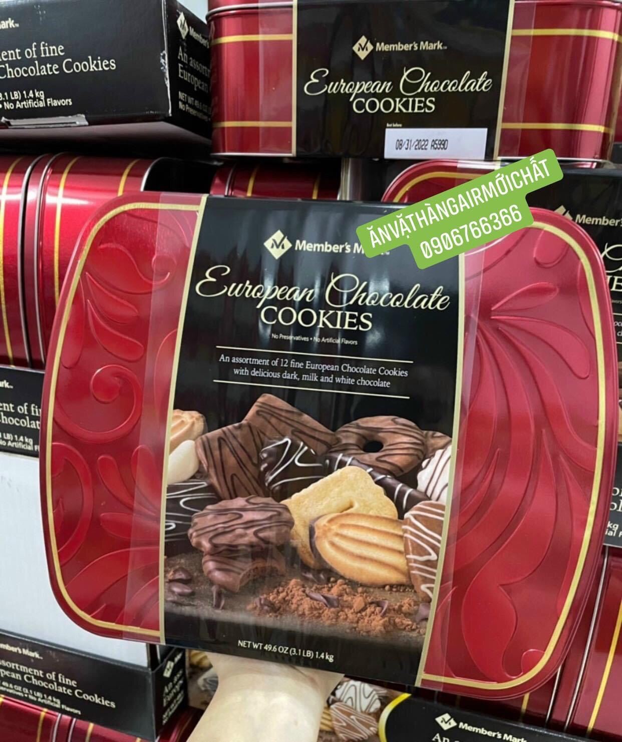 Bánh Tết 2024Bánh Quy Chocolate Member s Mark European Thượng Hạng Hộp