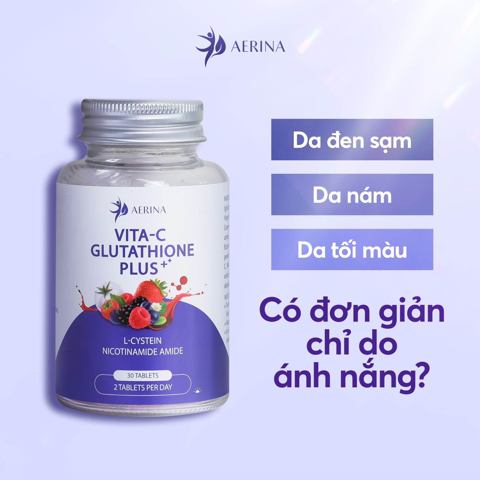 Viên uống trắng da mờ nám Aerina Glutathion plus +