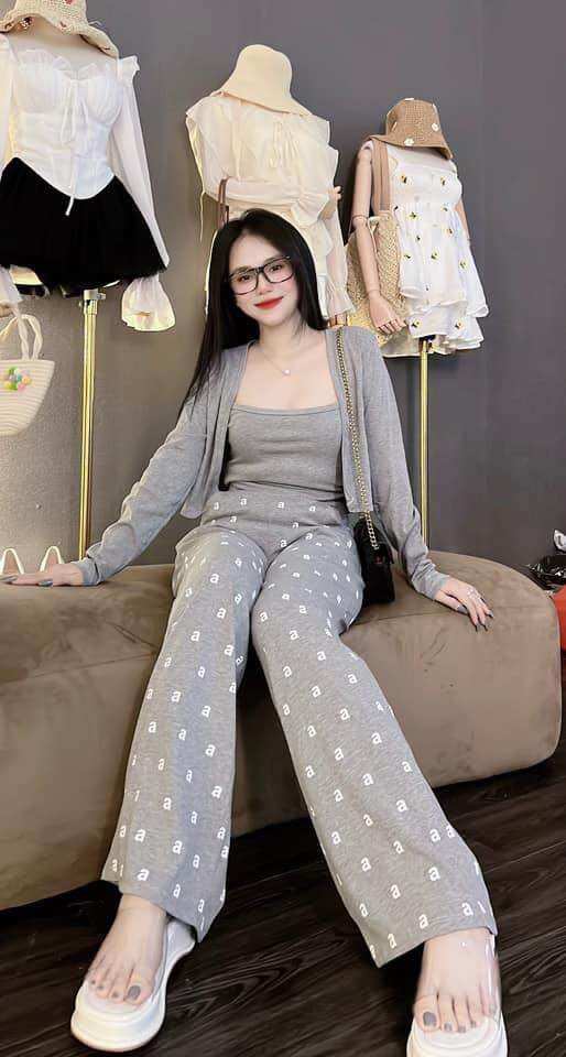 Set Bộ Thun Gân Tăm 3 món in chữ