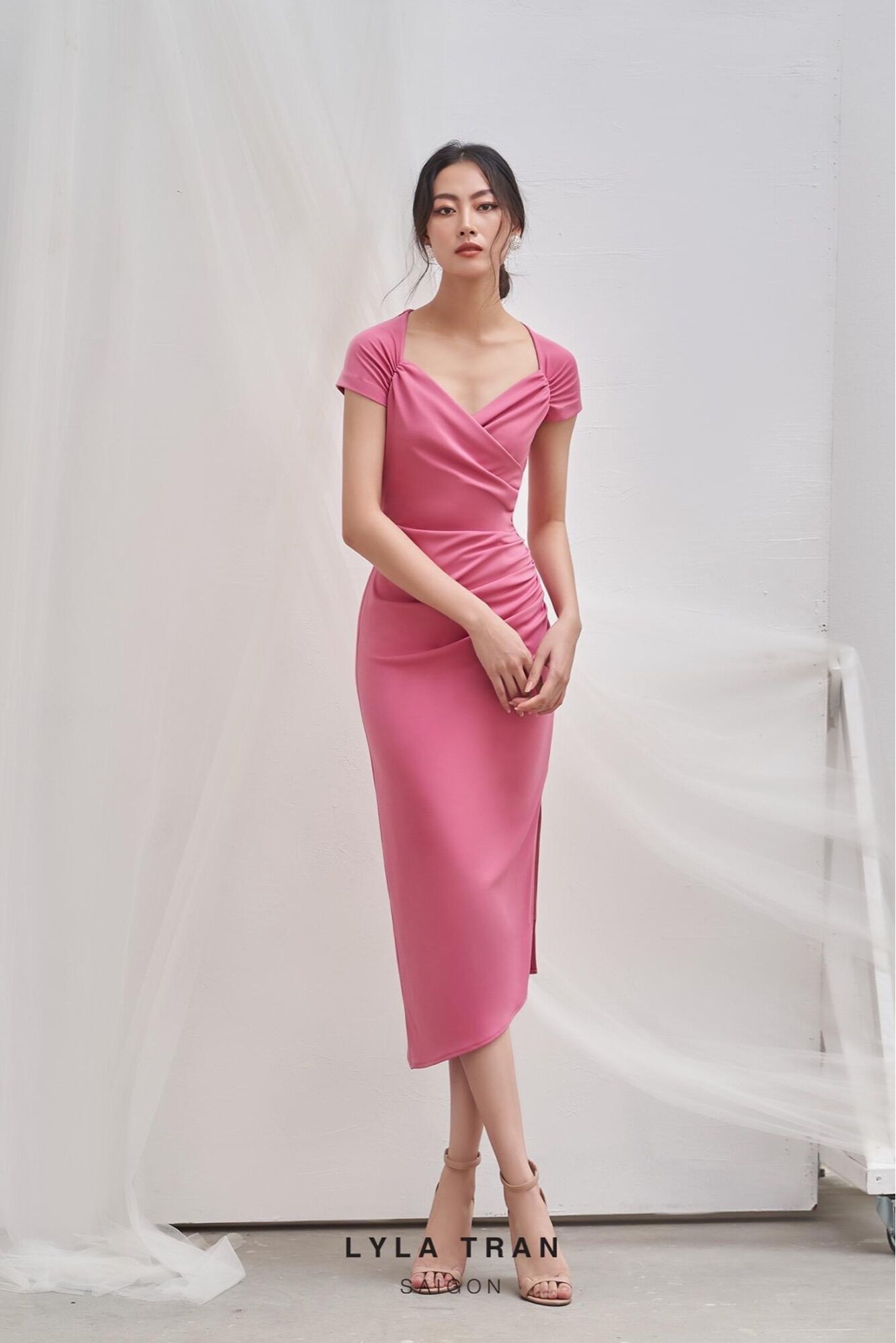Đầm tay con nhún eo che bụng (ANATA)