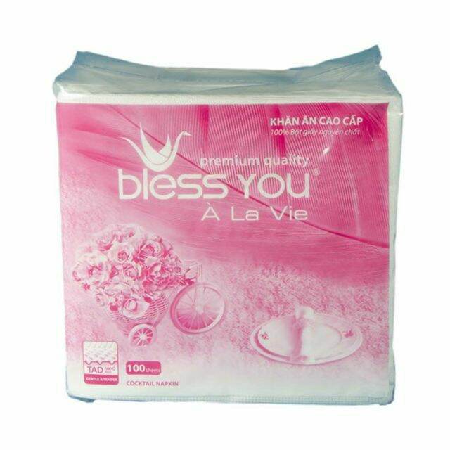 Khăn giấy ăn cao cấp Bless you 100 tờ