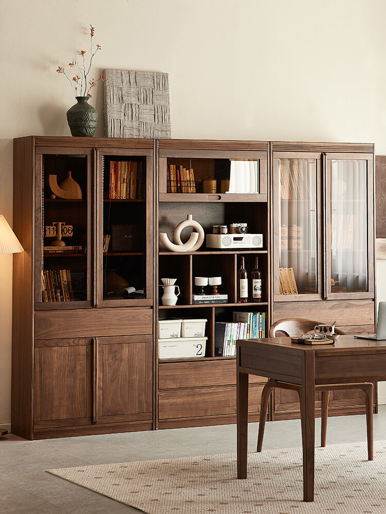YAMOO | Black Walnut Wood Bookcase Storage Cabinet Giá 45,809,000 Đồng*Miễn phí vận chuyển