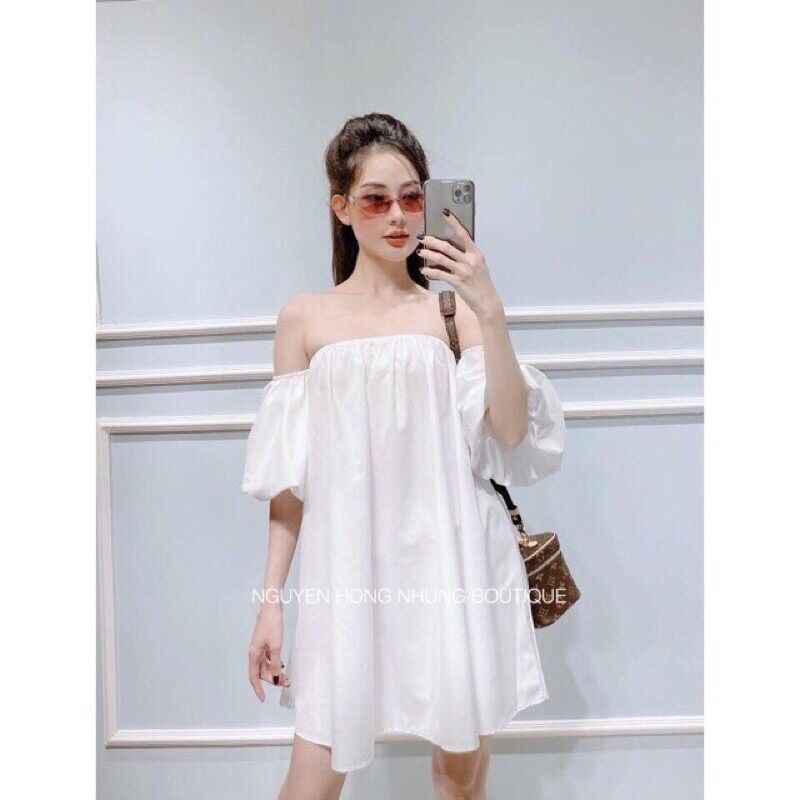 Váy trễ vai ống tay phồng tiểu thư