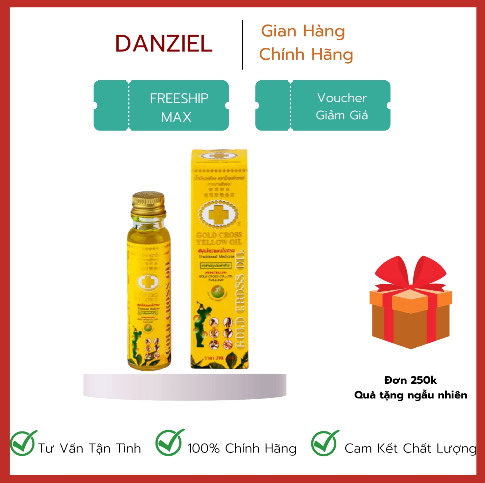 Dầu thập tự vàng 24ml, giảm đau lưng nhức mỏi Thái Lan