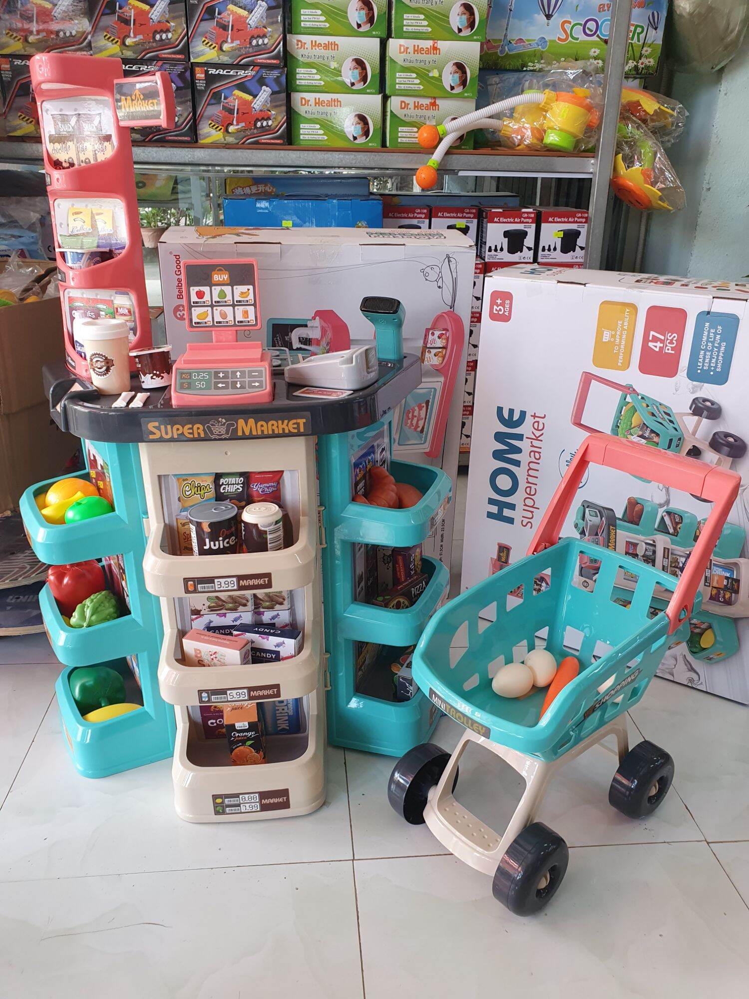 Quầy siêu thị mini kèm xe đẩy siêu xinh cho bé