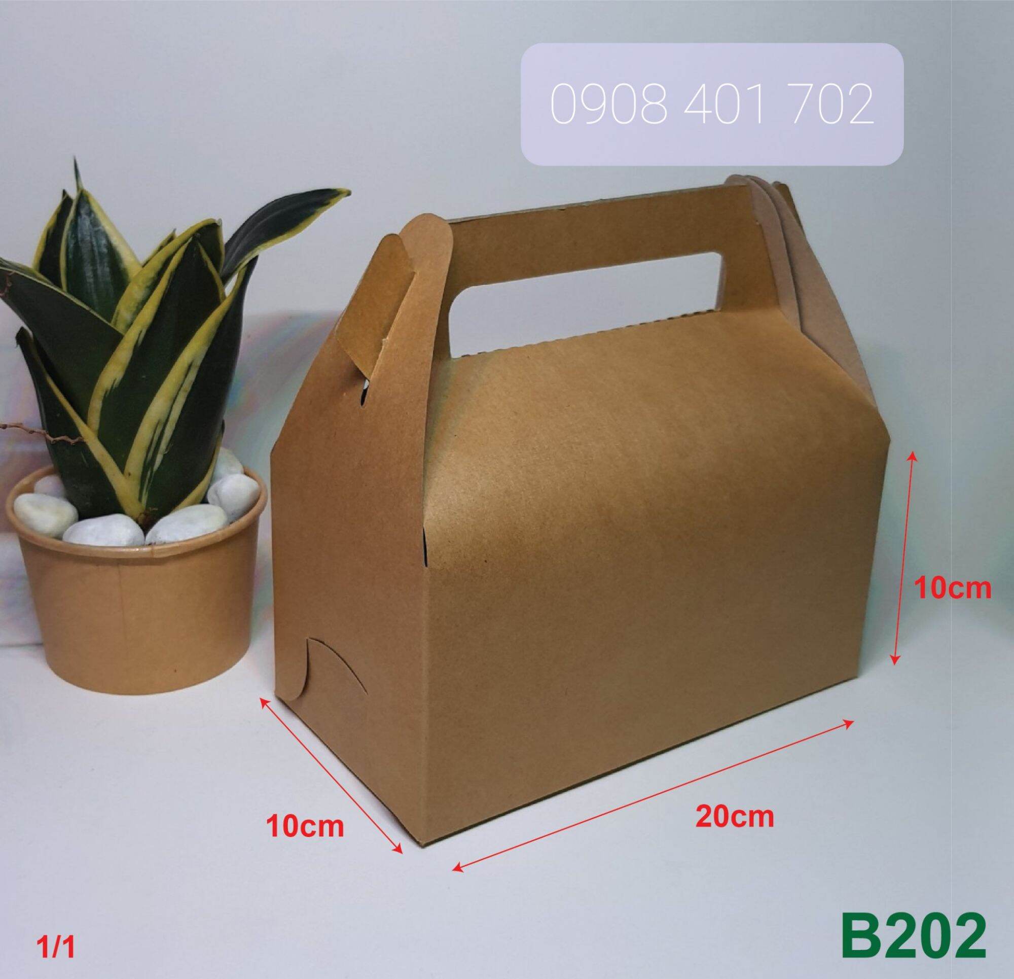 [ set 100 ] Hộp giấy kraft có quai xách