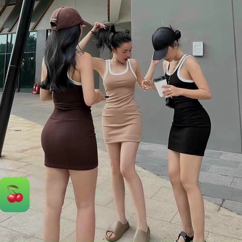 [HCM] ĐẦM BODY BA LỖ PHỐI VIÊN FROM DƯỚI 50KG