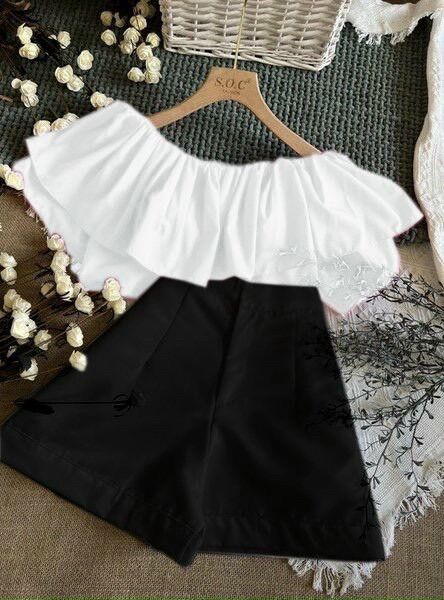 [SHOP TÁO ĐỎ BIGSIZE 50kg đến 90kg] Set ÁO CROPTOP bẹt vai mix short -SBV66