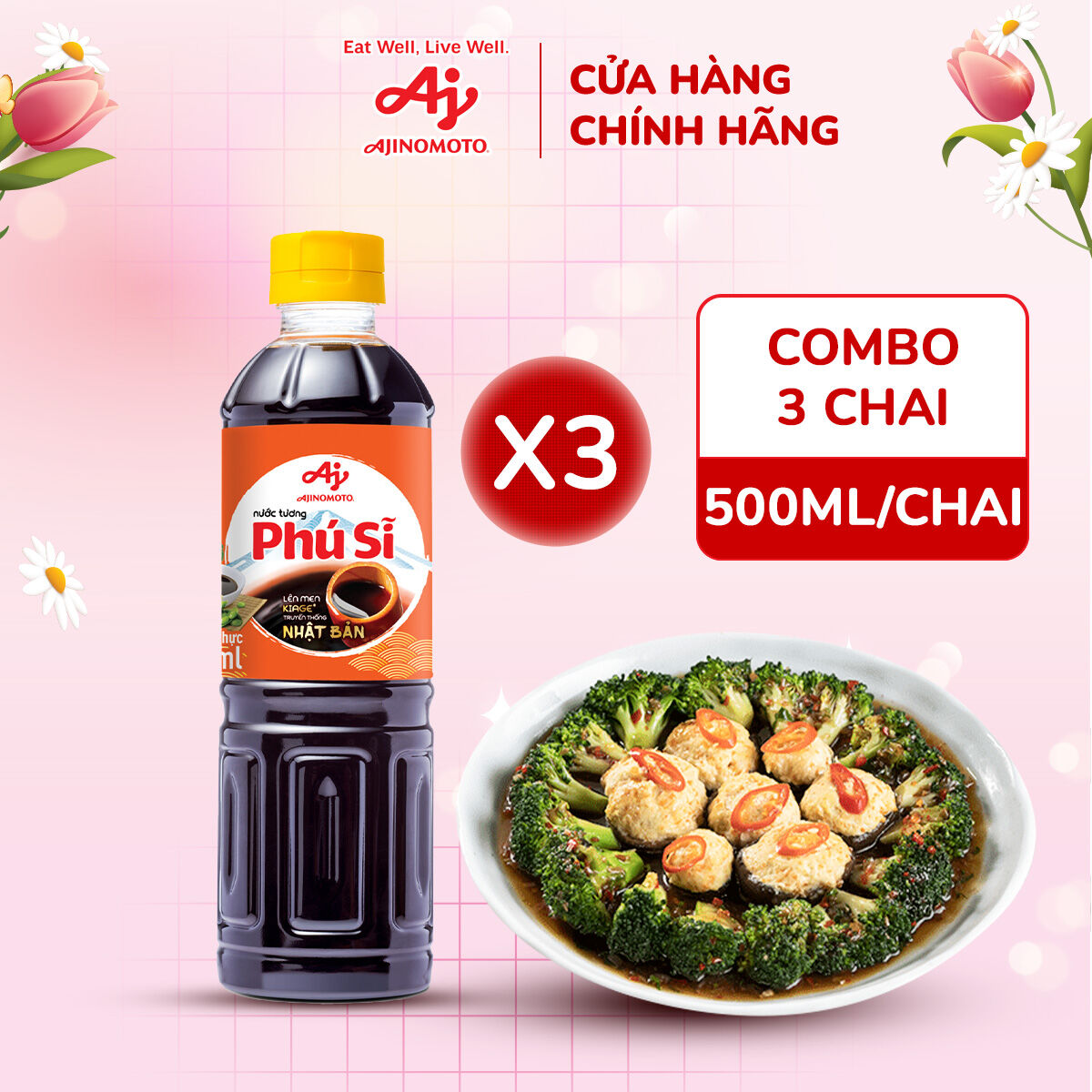 Combo 3 Chai Nước Tương "Phú Sĩ" 500ml/Chai