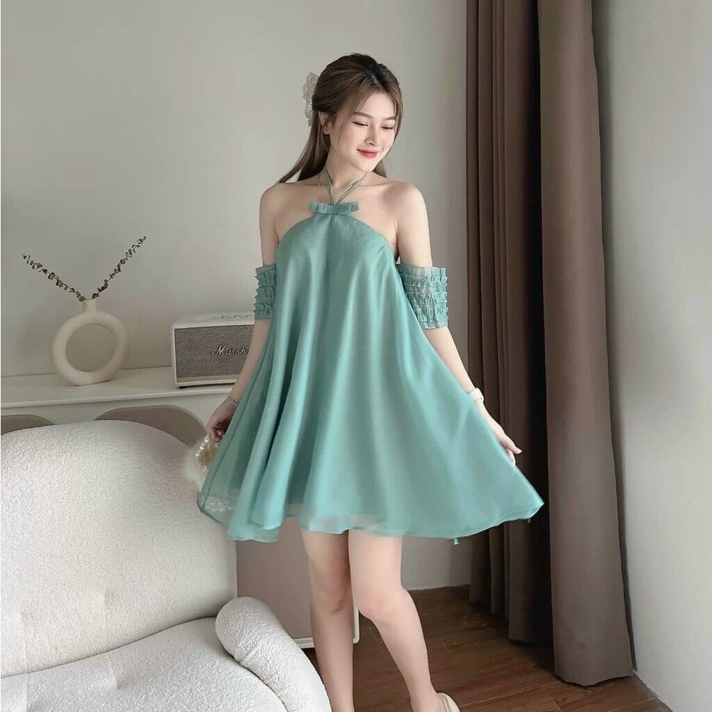 (SHOP TÁO ĐỎ BIGSIZE 50KG ĐẾN 90KG) đầm babydoll cổ yếm