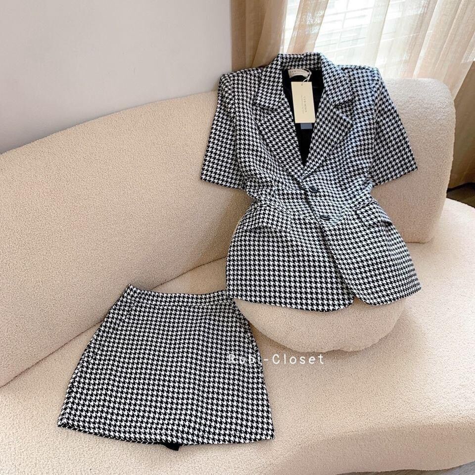(SHOP BIGSIZE NỮ 50KG ĐẾN 90KG) set áo cổ vest, áo blazer nữ kèm chân váy