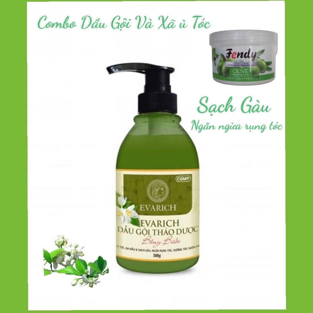 Combo dầu gội bưởi evarich giảm rụng tóc kích thích mọc tóc & kem xã ủ tóc