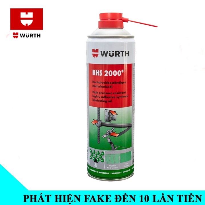 Mỡ bò nước dạng xịt bôi trơn chịu nhiệt Wurth HHS 2000 500ml