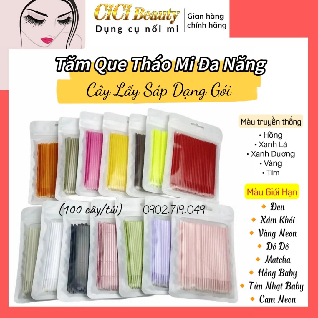 Tăm que đa năng _ tăm tháo mi _ tăm lấy sáp dạng gói