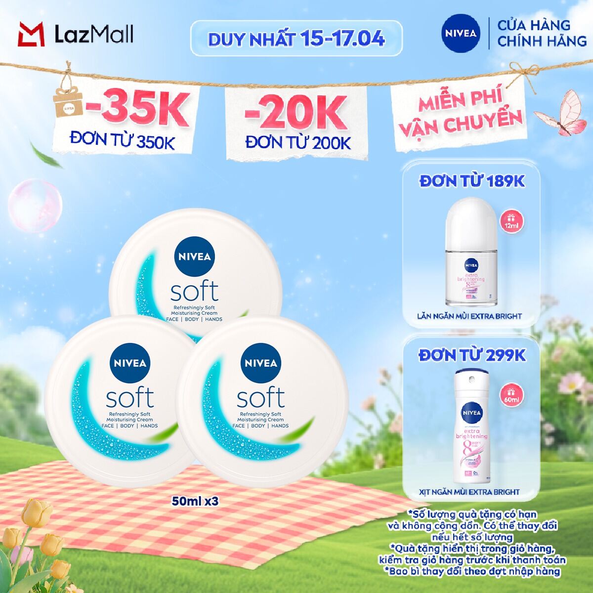 Bộ 03 Kem Dưỡng Mềm Da Nivea Soft 50ml x3