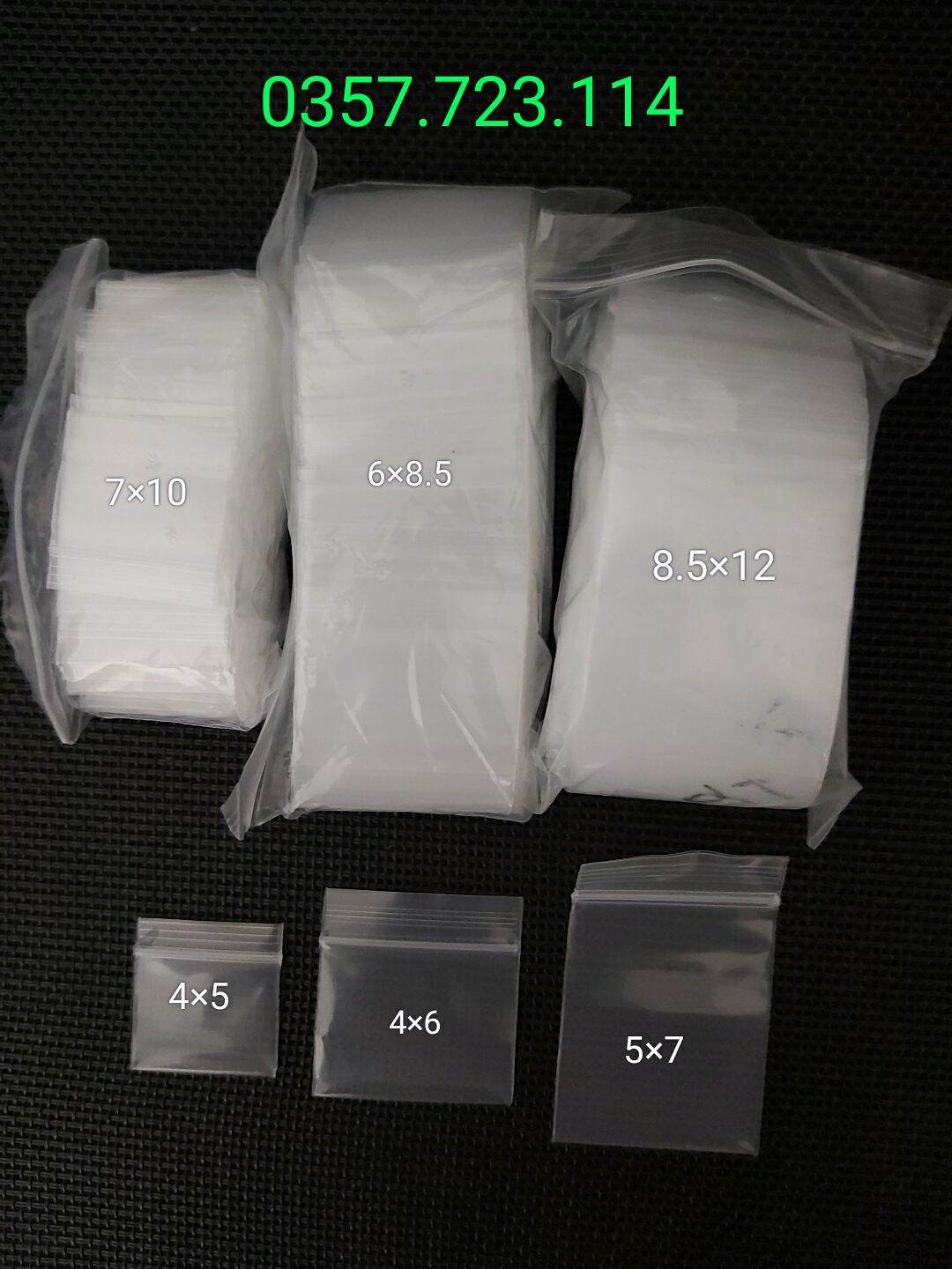 100g túi zip chỉ trắng chọn size