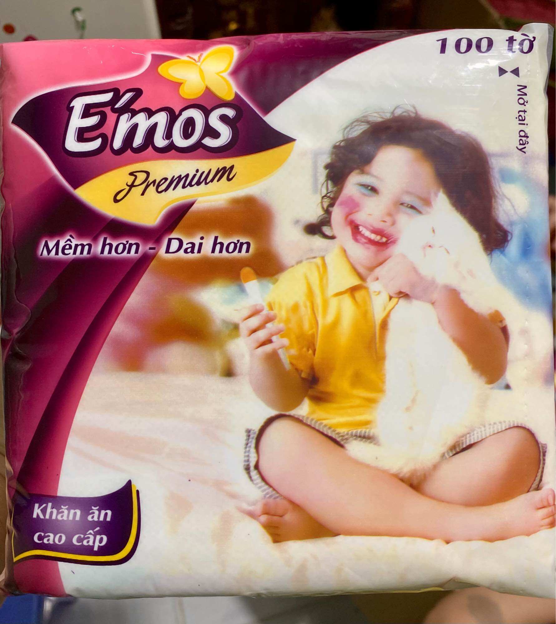 ☄️Khăn Giấy Vuông Emos mịn, Loại Dày (100 tờ/ Gói)