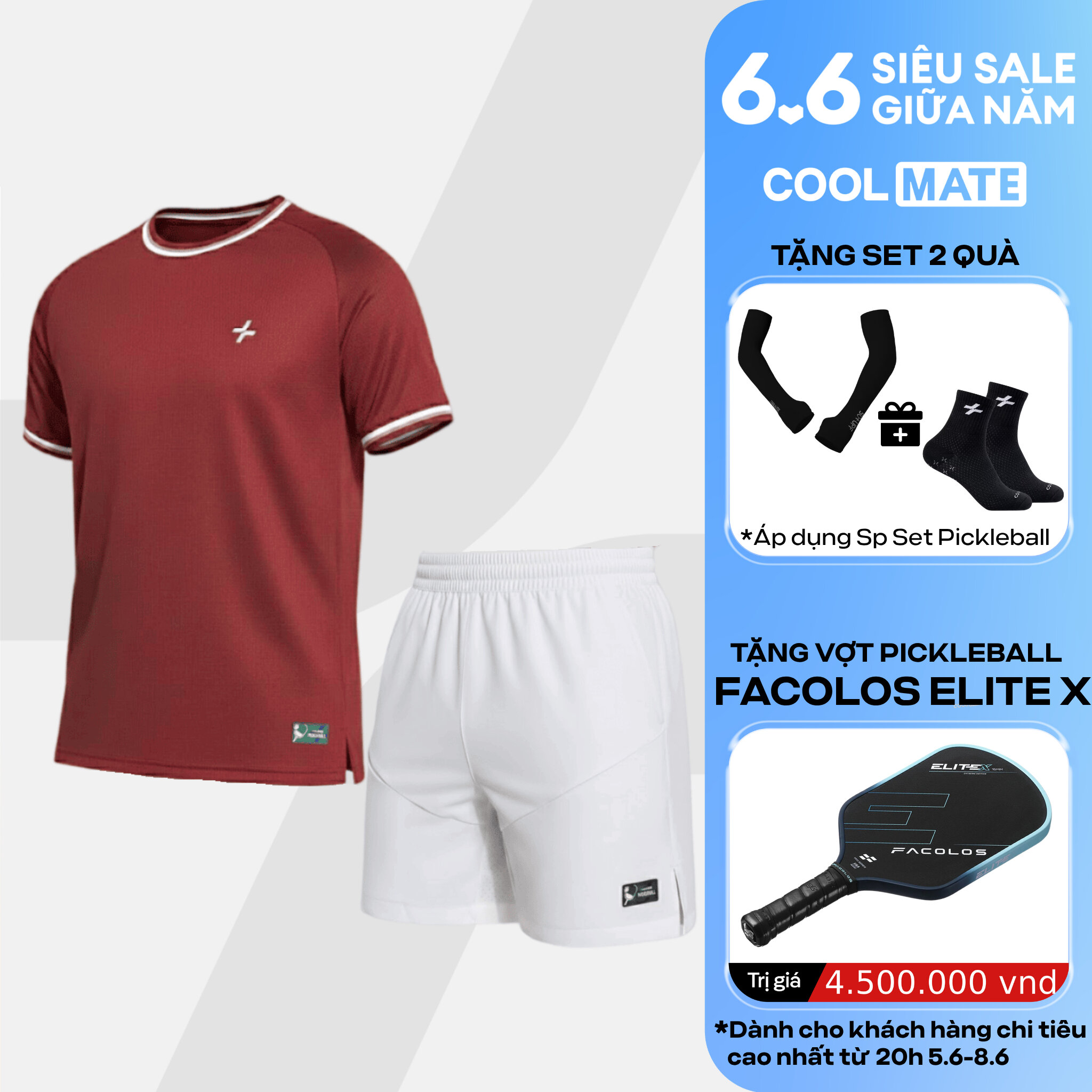 [TẶNG SET 2 QUÀ]Set đồ bộ thể thao nam Pickleball Áo và Quần Dink Shot Thoáng khí Thấm hút tốt Coolmate