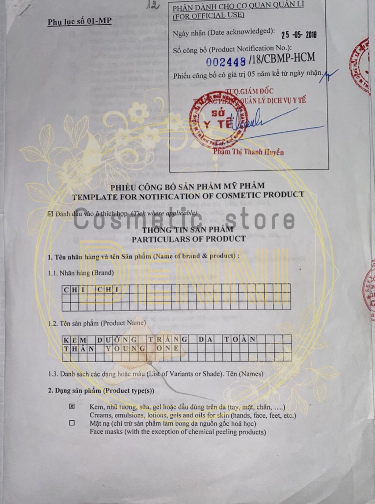 Tuýp kem Myda-B Thái Lan khử nám da 25gram - mỹ phẩm Denni