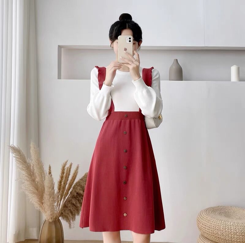 Đầm Len Yếm Cúc Siêu Xinh Ảnh Thật Clip