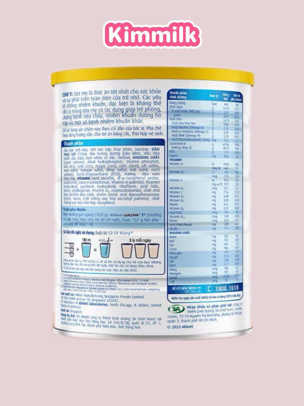 Sữa Bột Abbott Grow 1+ 850g ( Abbott Grow 3 cũ )