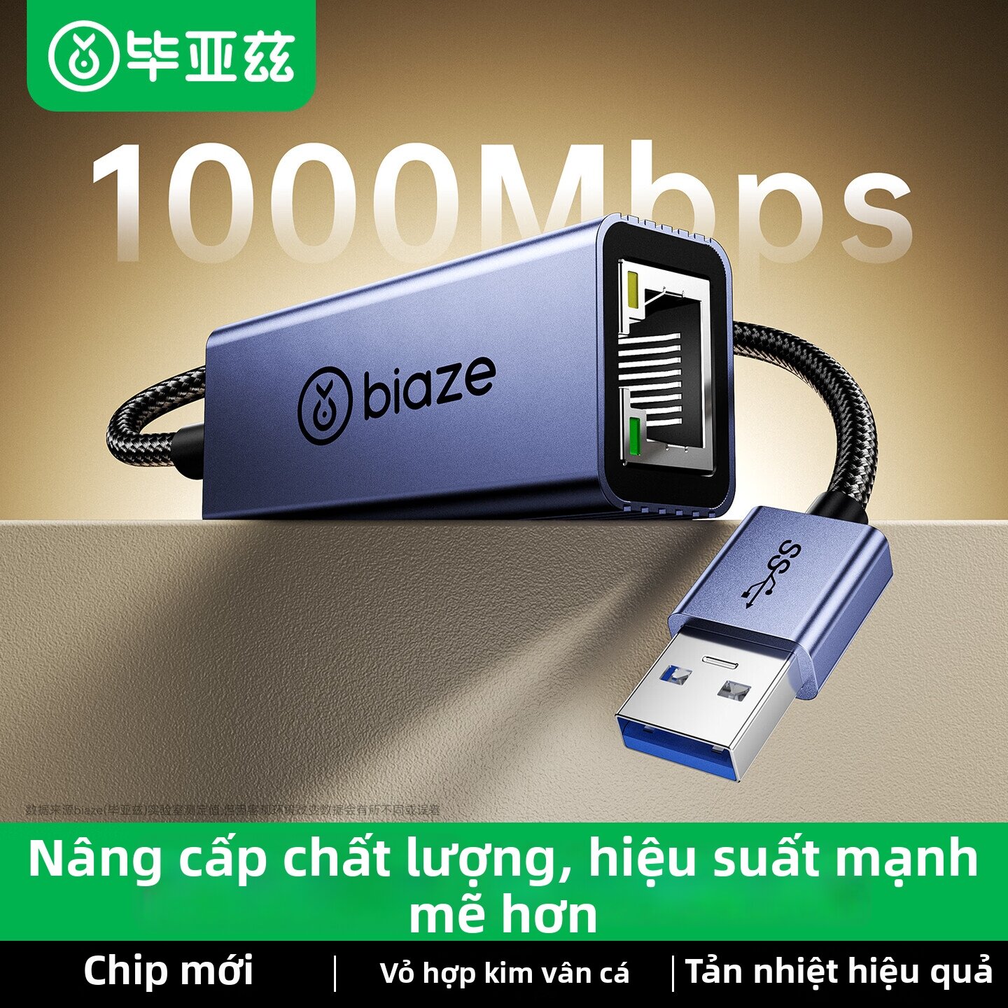 Biaze | USB 3.0 to RJ45 Gigabit Network Adapter with Broadband Converter for Laptops and Desktops Giá 157,000 Đồng*Miễn phí vận chuyển