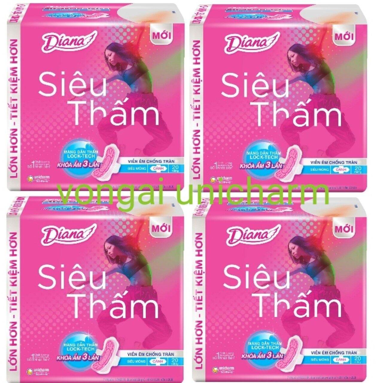 [GÓI LỚN TIẾT KIỆM] Combo 4 gói Bvs Diana SIÊU THẤM MỎNG cánh