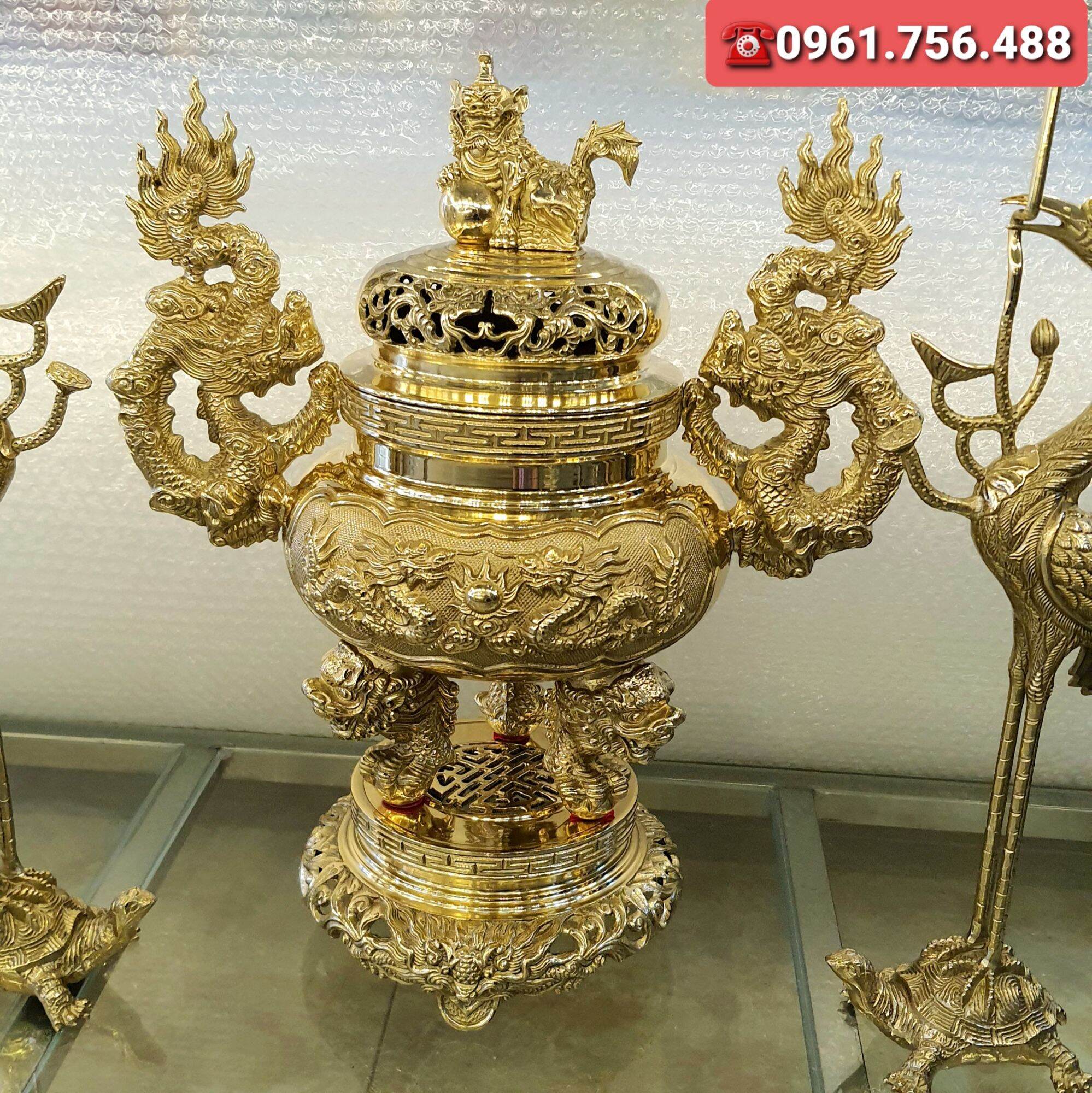 Đỉnh đồng/ lư đồng vàng 40cm- lẻ 1 cái