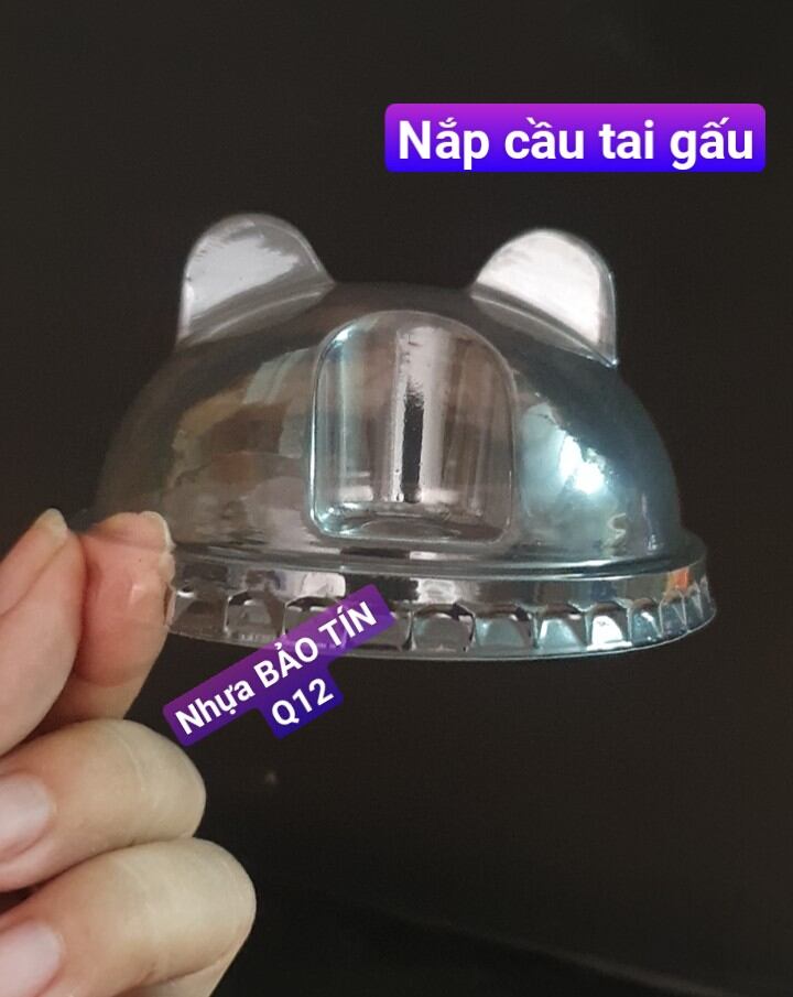 Nắp cầu tai gấu f93, lốc 50c dùng cho ly pet ly kem 200ml, 300ml, 360 pet, 500 pet cao, 600ml