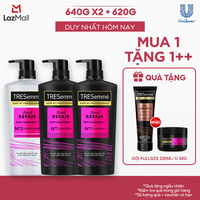 Combo 2 Dầu Gội Và 1 Dầu Xả TRESemmé Bond Repair Peptidebond+ Giúp Ngăn Gãy Rụng (640g X 2 Và 620g)
