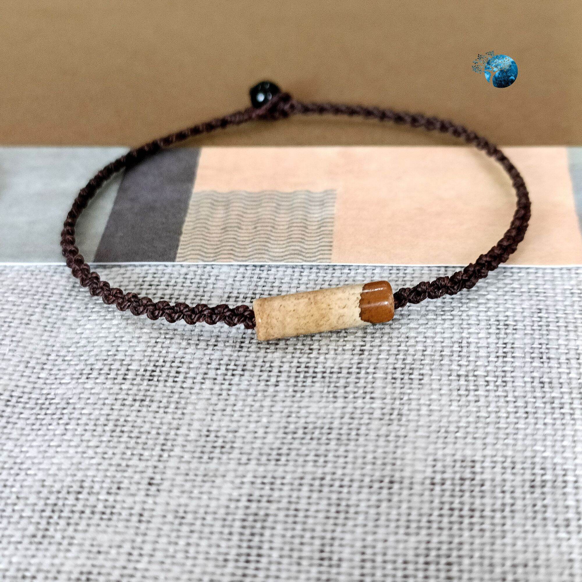 Vòng tay tết dây lu thống mini đá picture jasper