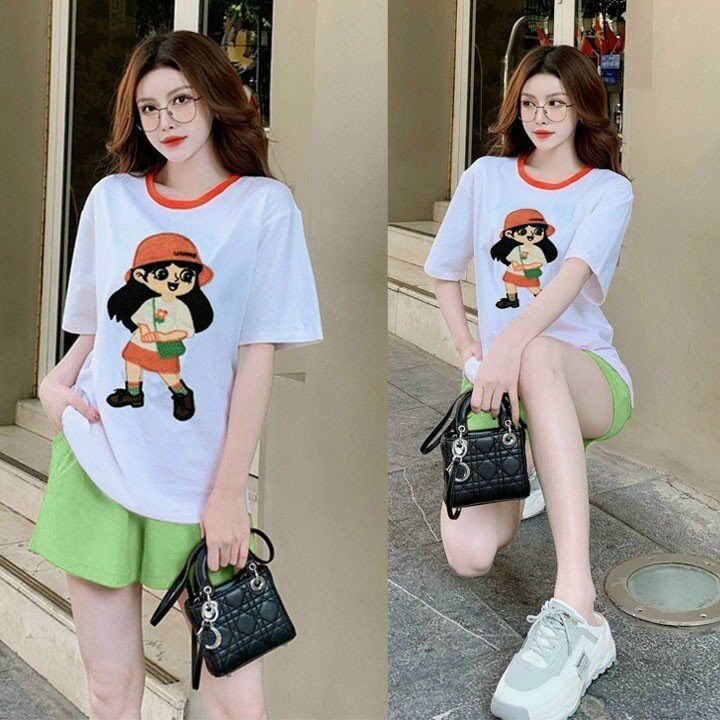 BỘ SHORT COTTON THÊU LOGO Q CHÂU CAO CẤP