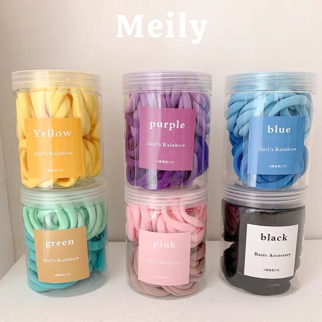 Hộp 50 dây cột tóc, buộc tóc vải chun nhiều màu sắc Meily Store