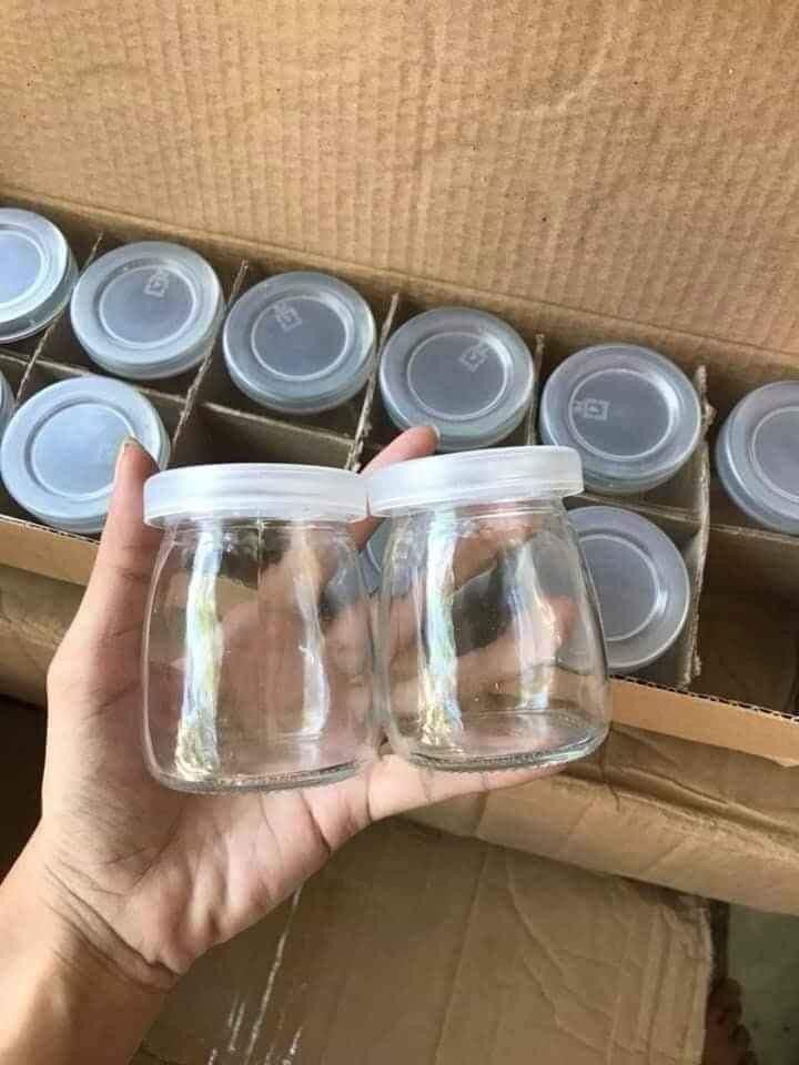 Hộp 12 hũ đựng sữa chua thủy tinh
