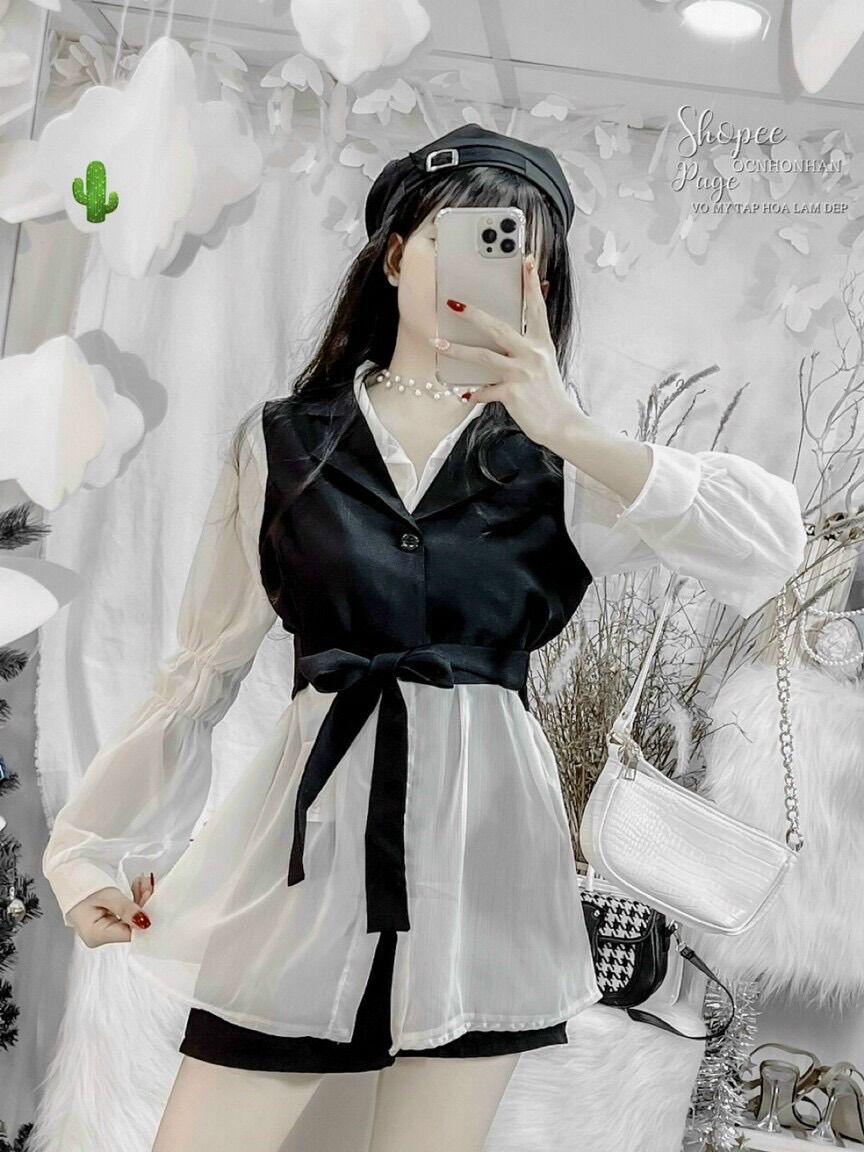 Set áo sơ mi kèm gile xinh