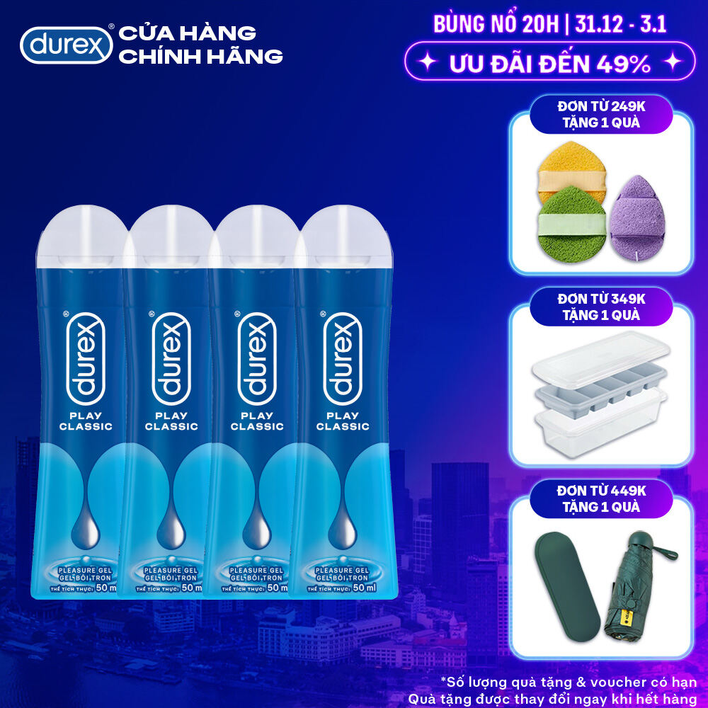 Combo 4 Gel bôi trơn Durex Classic gốc nước - Bao bì mới cải tiến công thức thêm mượt mà 50ML chai