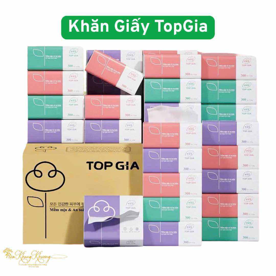 KHĂN GIẤY ĂN TOPGIA 4 LỚP MỀM MỊN - GÓI 300 TỜ NHỎ GỌN TIỆN LỢI - 10/16/30 GÓI