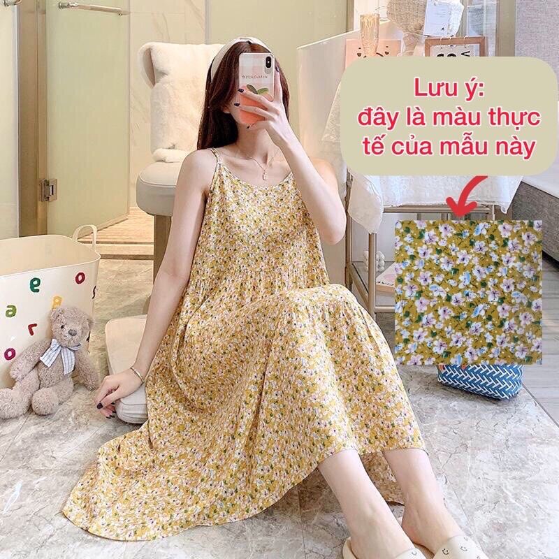 (Mới) Váy lanh lụa mặc nhà siêu mềm mát freesize nhiều hoạ tiế