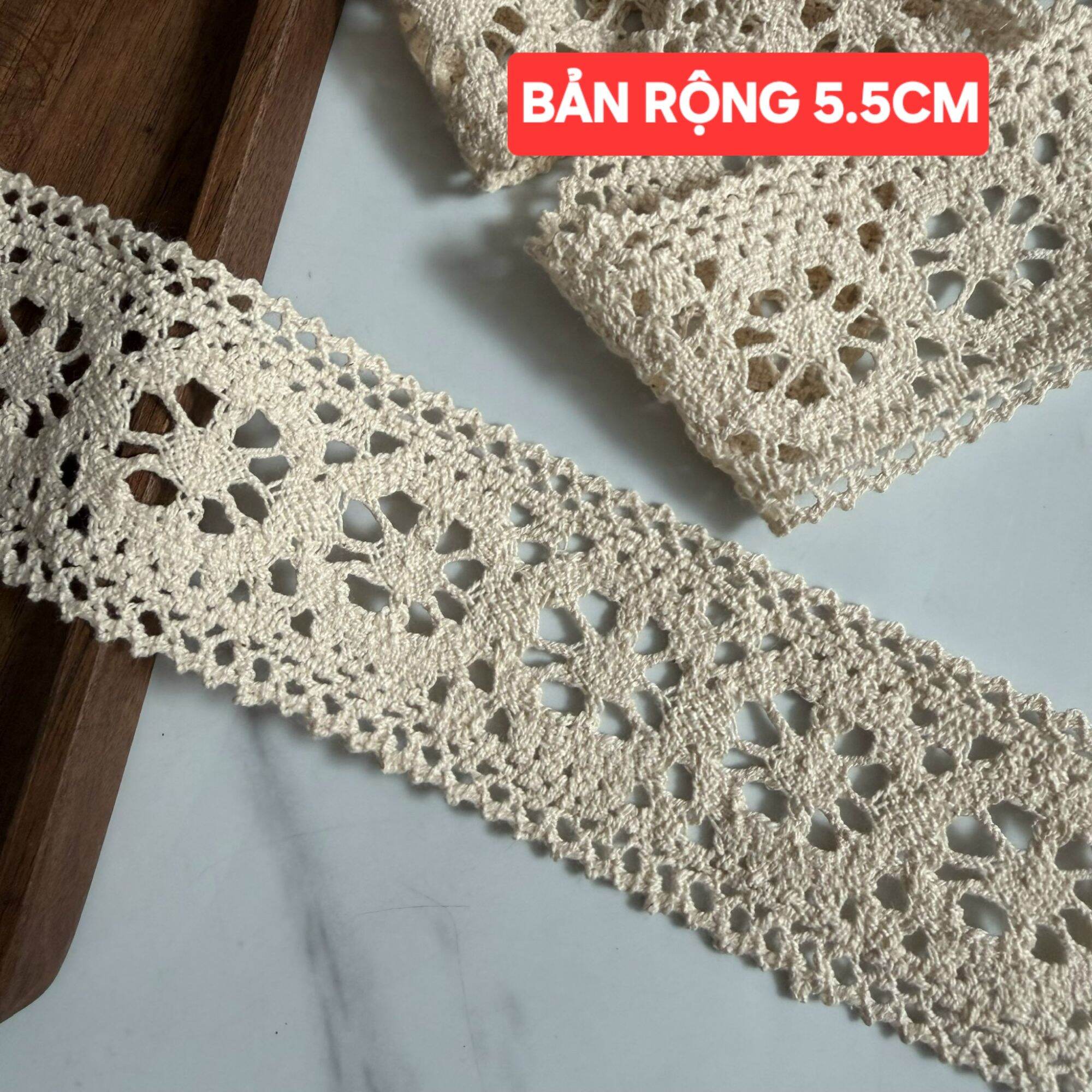 (5 MÉT) REN COTTON PHỤ KIỆN MAY VÁ BẢN RỘNG 4_ 5.5 CM.