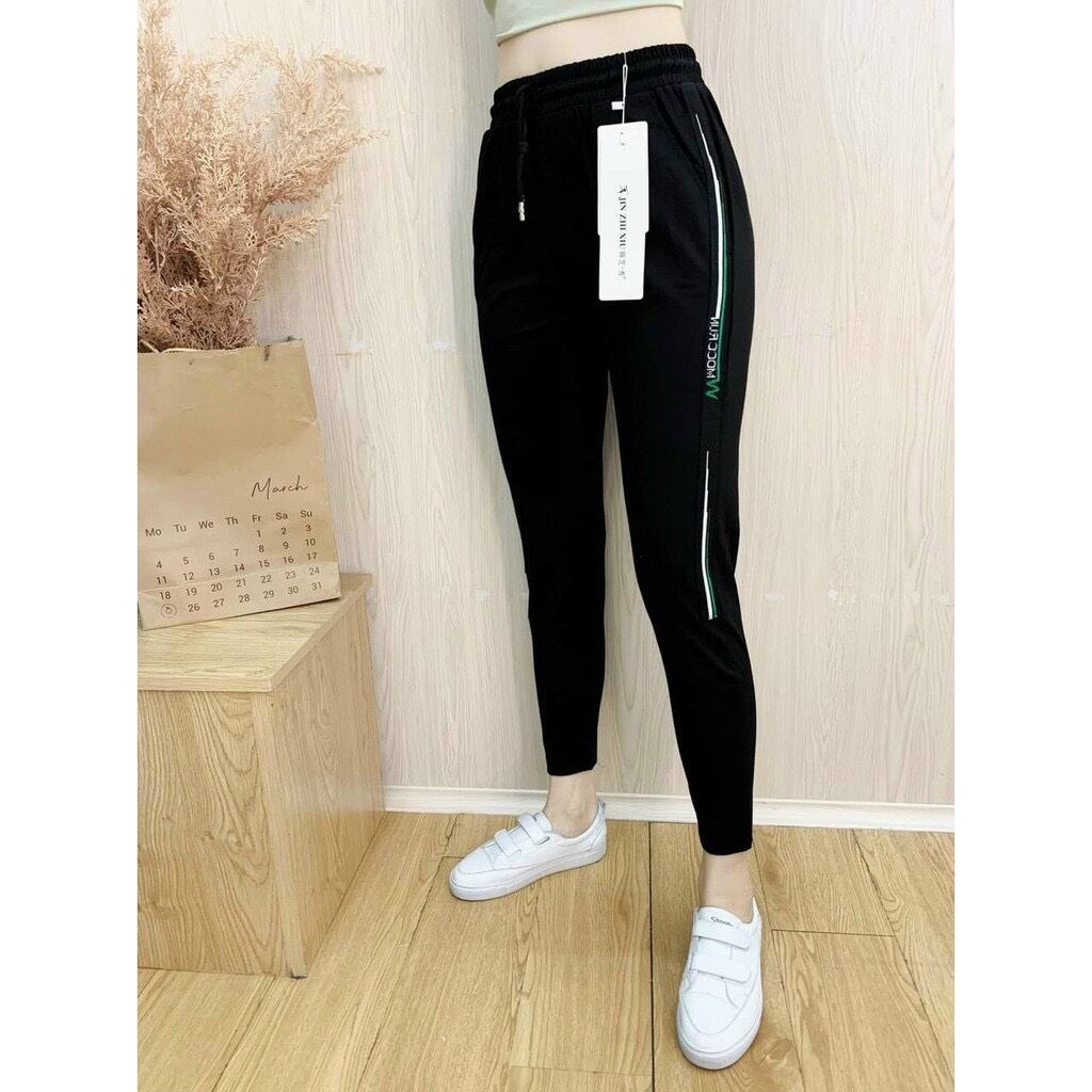 Quần baggy phối viền MIE cạp chun chất umi hàn cao cấp