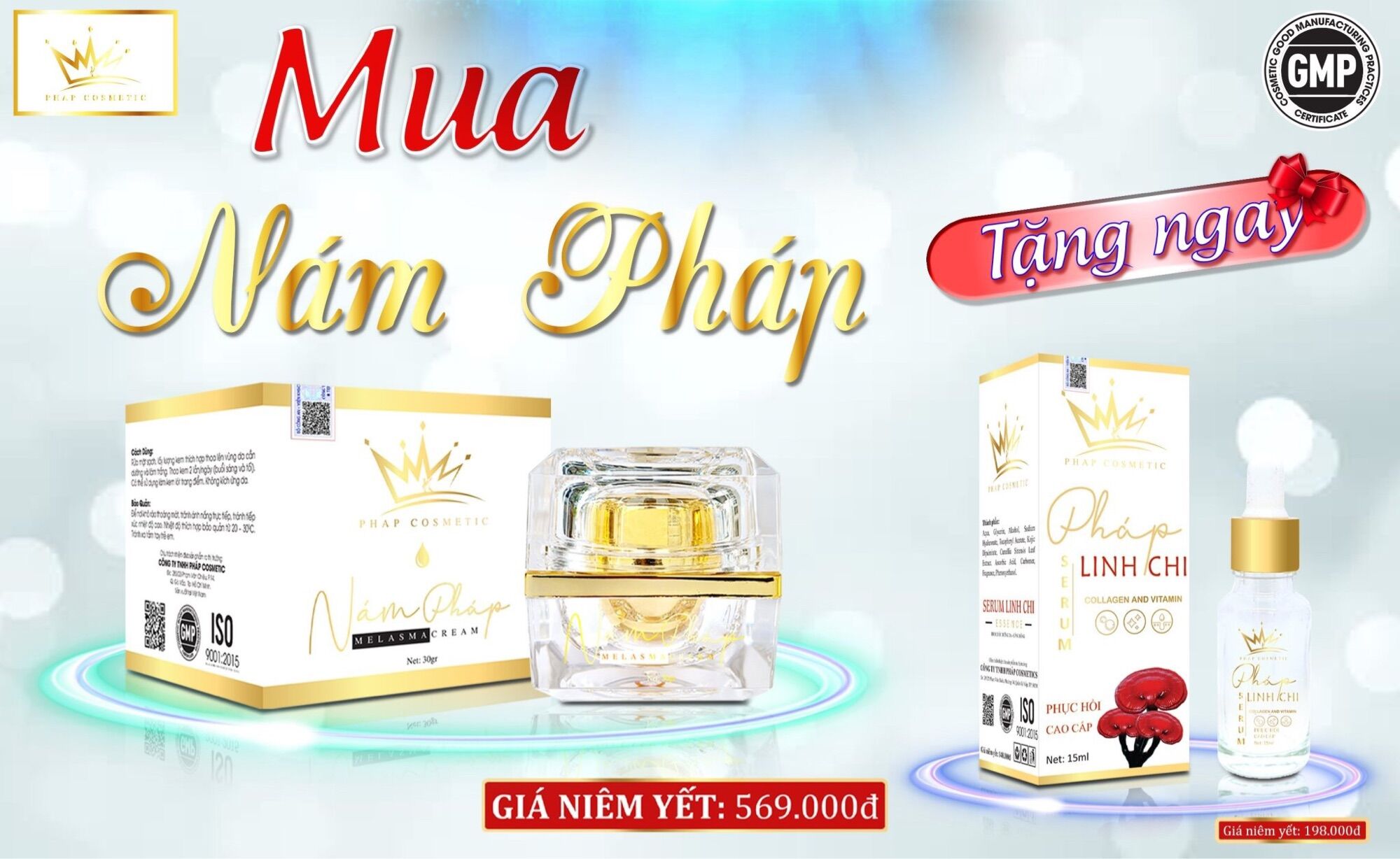 [KÈM SERUM] KEM GIẢM NÁM TRẮNG DA PHÁP COSMETIC