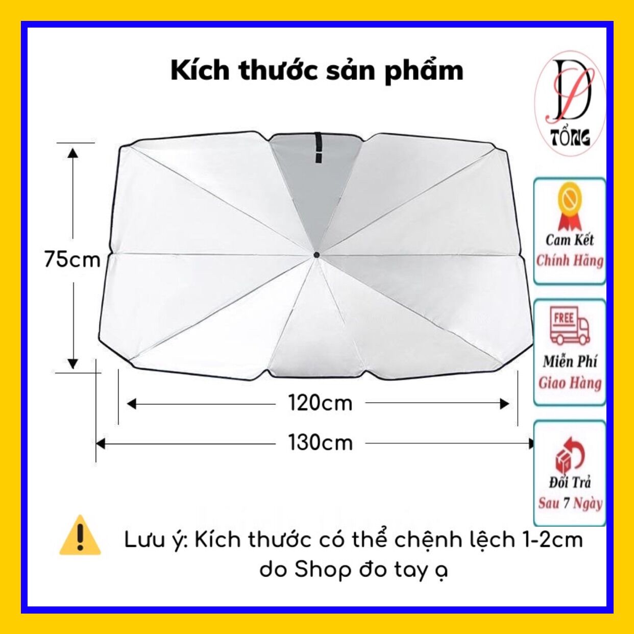 Dù che nắng ô tô dentsu, dù che nắng kính lái dentsu xe hơi gấp gọn, chống tia uv bảo vệ nội thất