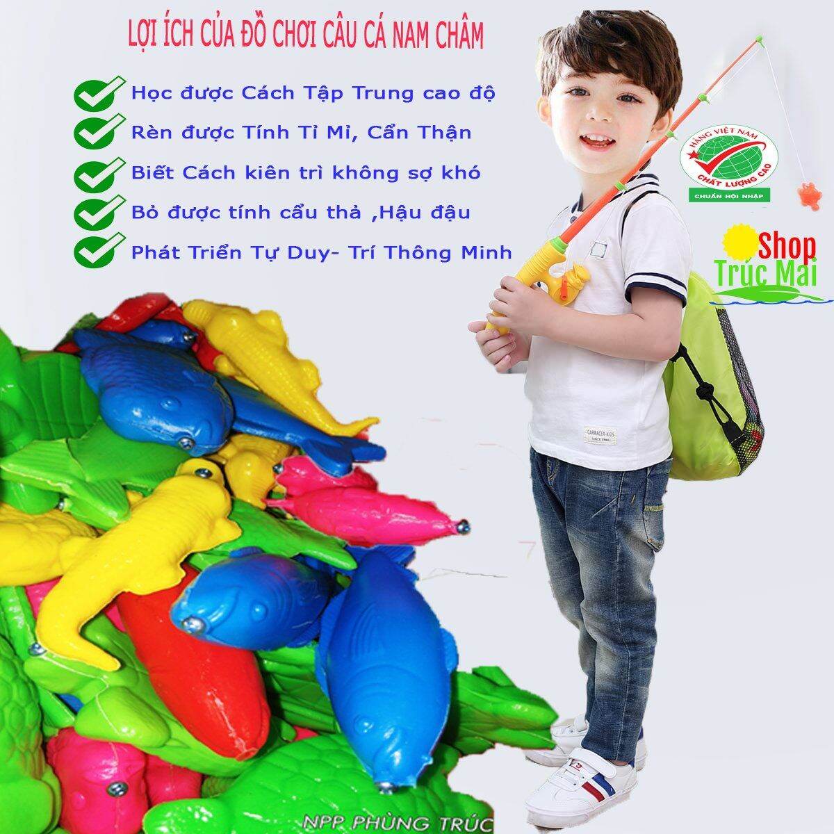 Bộ đồ chơi câu cá trẻ em - Cần câu cá nam châm cho bé Trò chơi giáo dục cho bé trai và bé gái rèn luyện cẩn thận tỉ mỉ