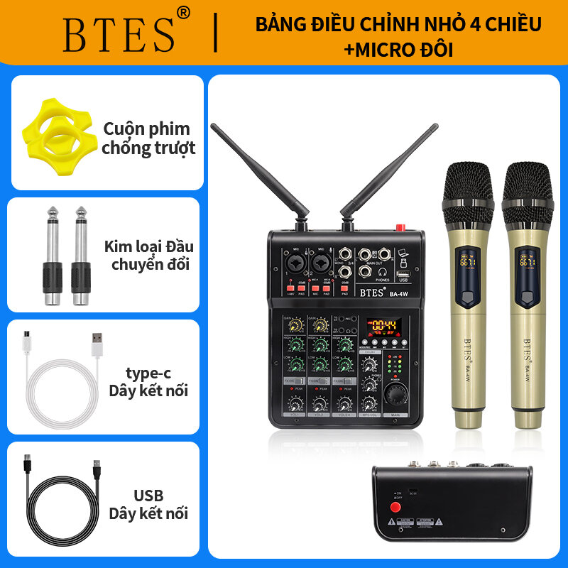 bàn trộn âm thanh karaoke thu âm mixer BTES BA-4 Bluetooth Thu Âm Karaoke Chuyên Nghiệp Amply Cho Ra Âm Thanh Hay